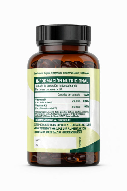 Vitamina D3 2000 UI y Vitamina K2