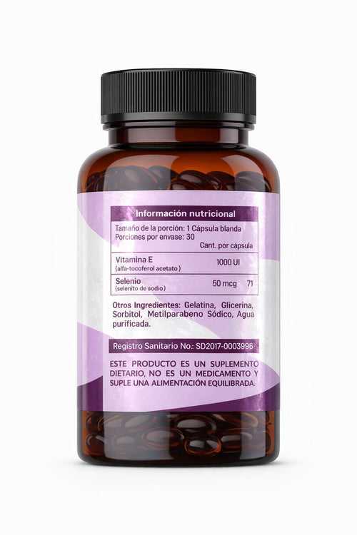 Vitamina E 1000 UI + Selenio | Antioxidante Premium